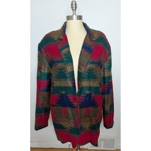 Vintage Made In USA Size Large Southwestern Aztec Boho Western Blazer Lined
